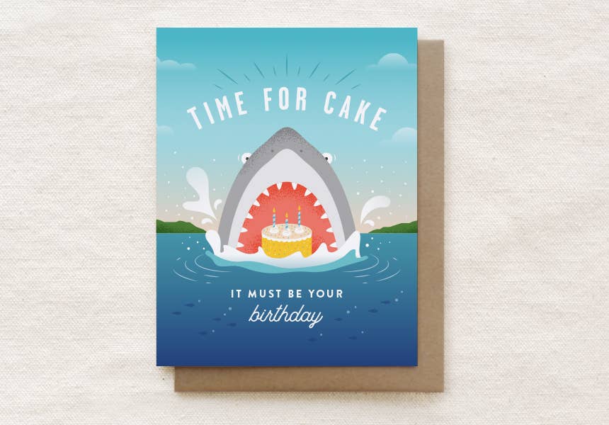 Time for Cake - Shark Birthday Card
