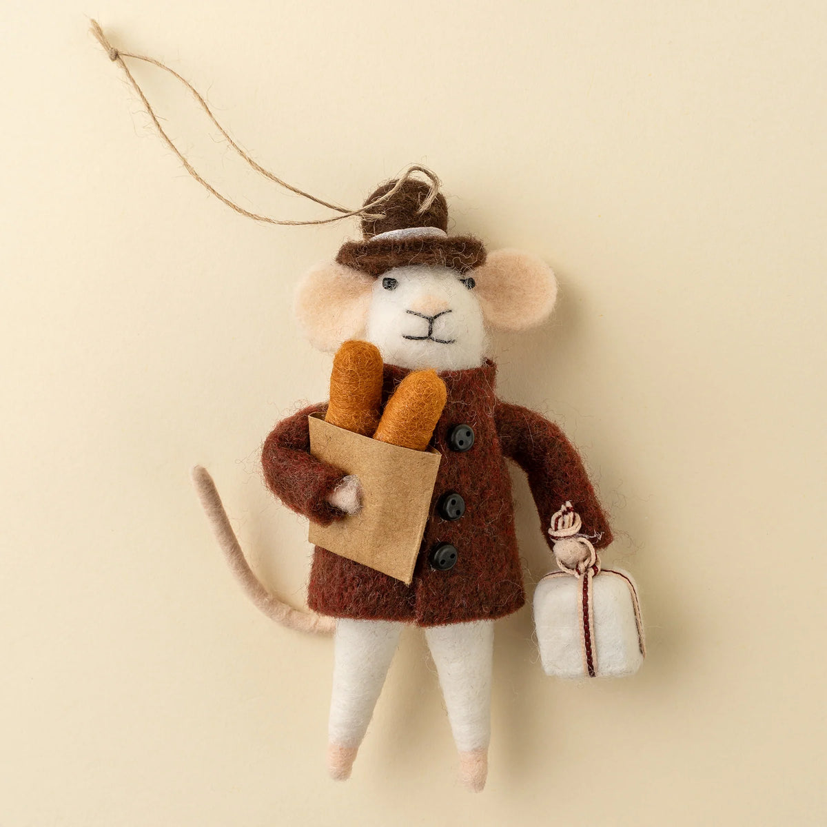 Felt Mice Ornament: Baguette Benoit Mouse Holiday Ornament