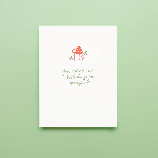 Holiday Mushrooms - Letterpress Greeting Card
