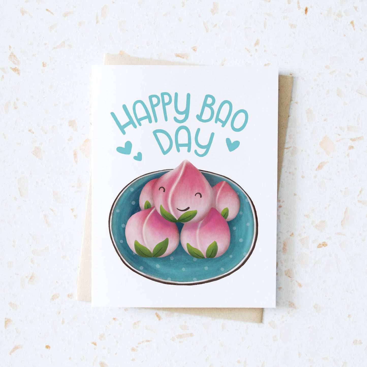 Asian Peach Bao Birthday Card