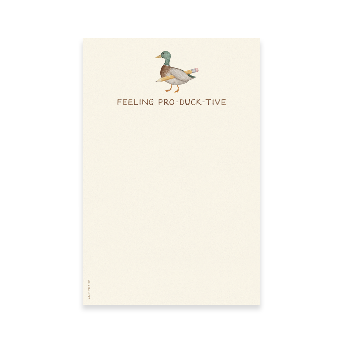 Feeling Productive - Cute Duck And Pencil Pun Notepad