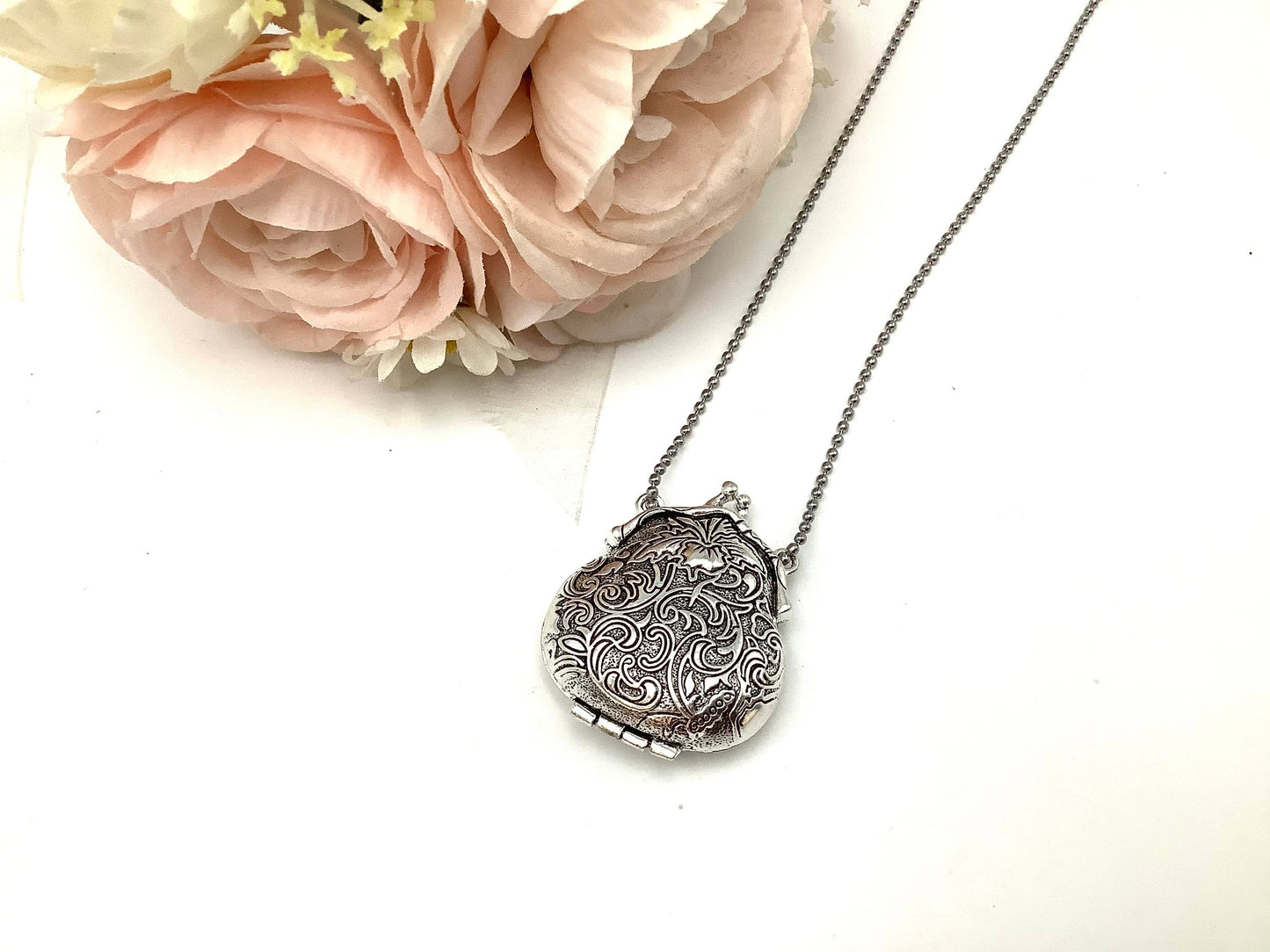 French Victorian Silver Purse Locket, Tea Party favors