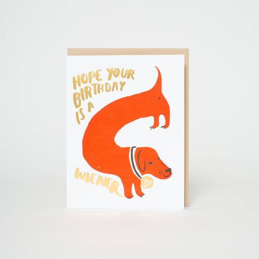 Wiener Birthday Dog Letterpress Greeting Card by Egg Press