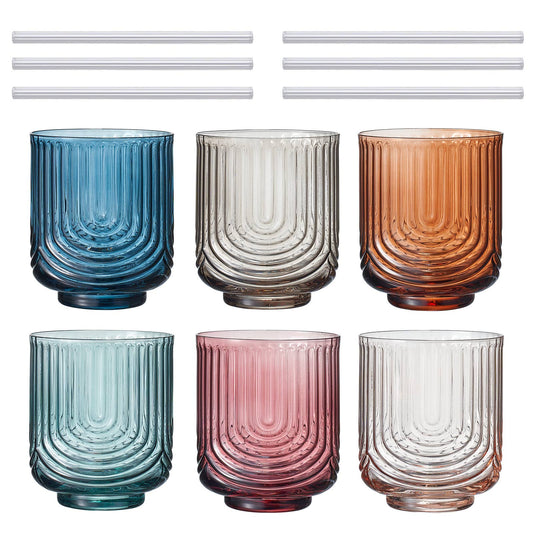 Vintage Art Deco Tumbler Glasses with Straw