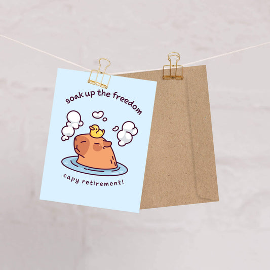 Capy Retirement Funny Card | Cute Capybara Spa Relax Retiring Coworker