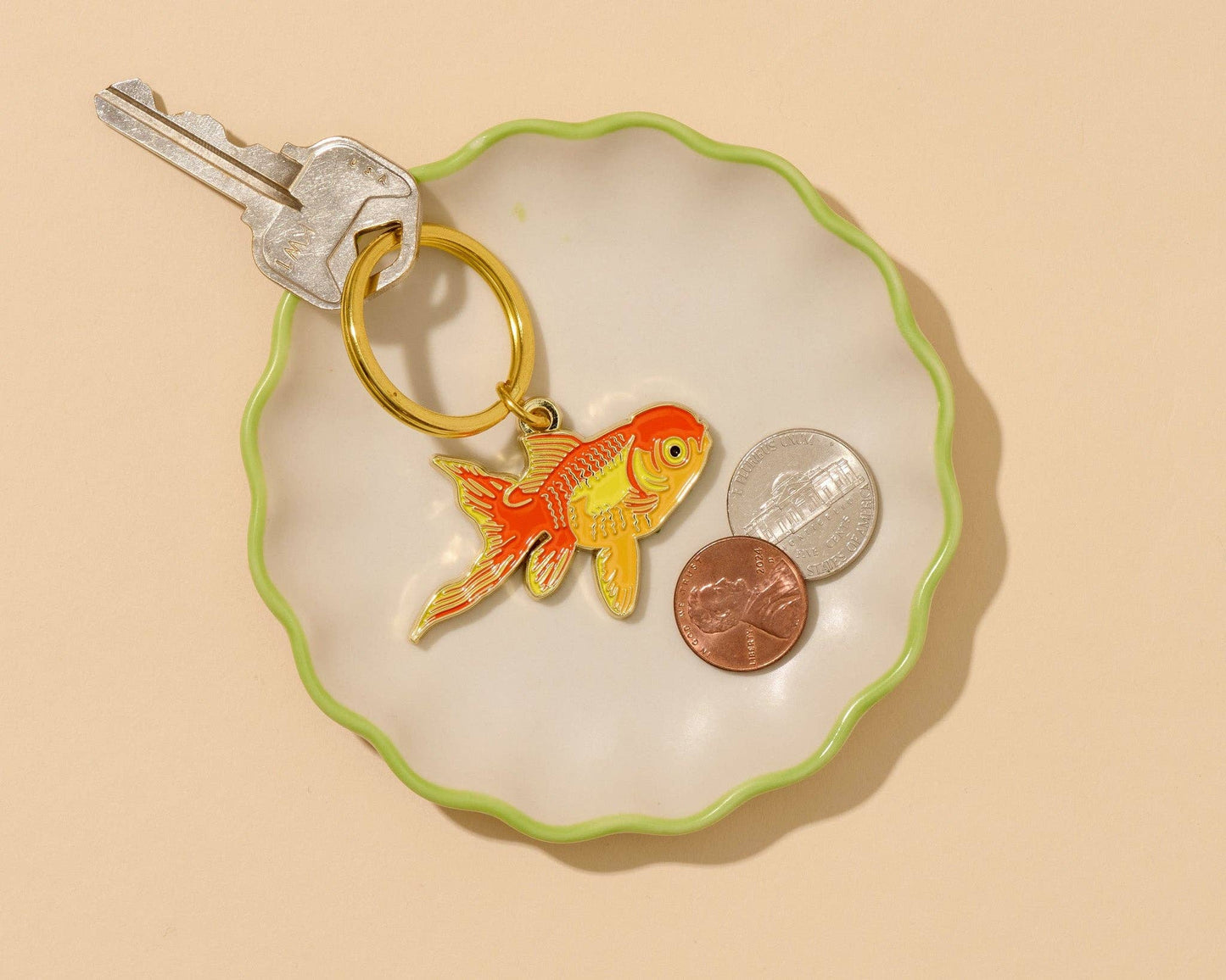 Koi Goldfish Enamel Keychain - Valentines Day Gift Mothers Day - Bag Charm