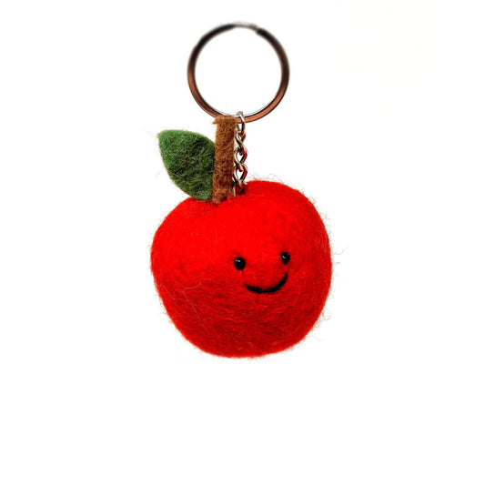 Felt Keychain - Red Apple Keyring