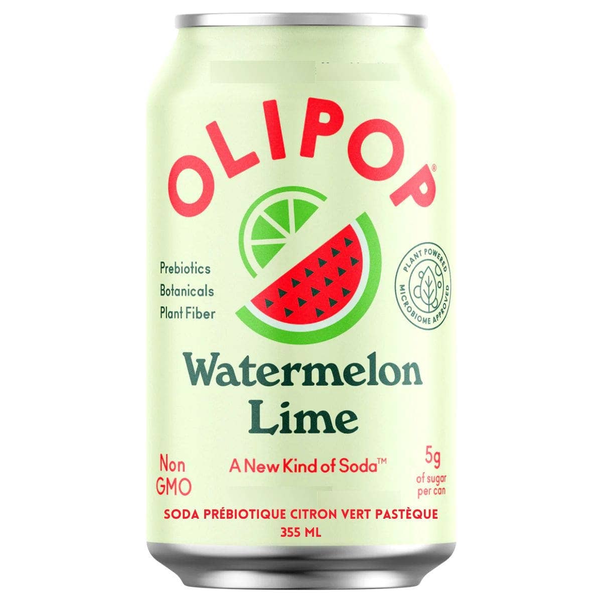 OLIPOP Prebiotic Soda, Watermelon Lime, 12 fl oz