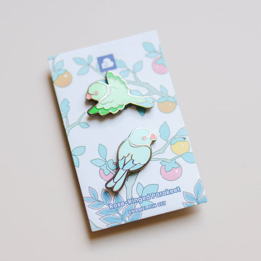 Enamel Pin - Rose-Ringed Parakeets Pin Set