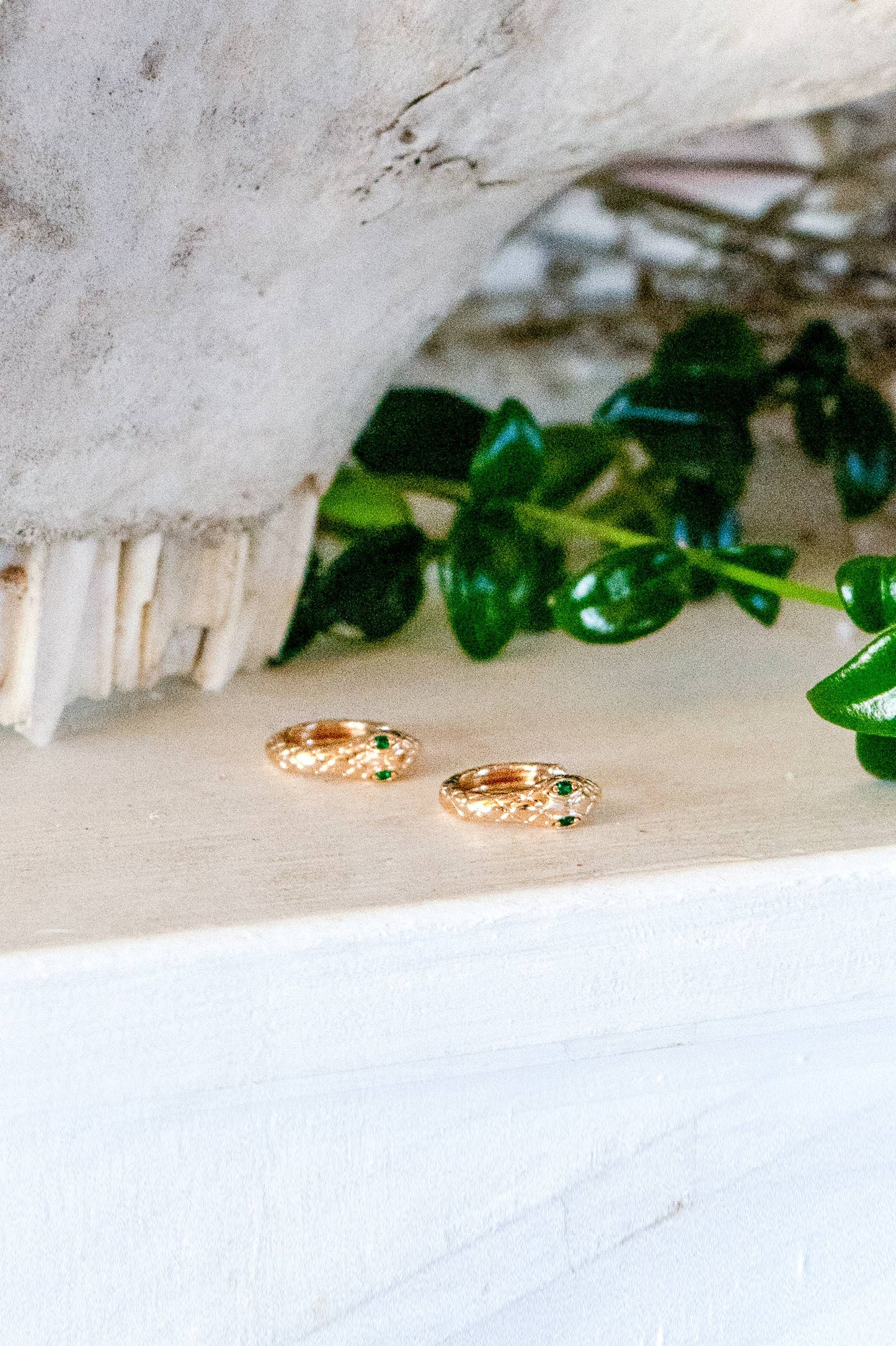 On A Plane 18k Gold Plated Snake Hoops