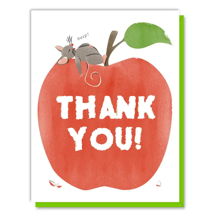 Mouse On Apple Thank You Card -in