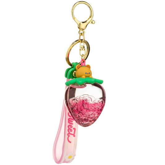 Sweet Strawberry Shape Liquid Sensory Keychain