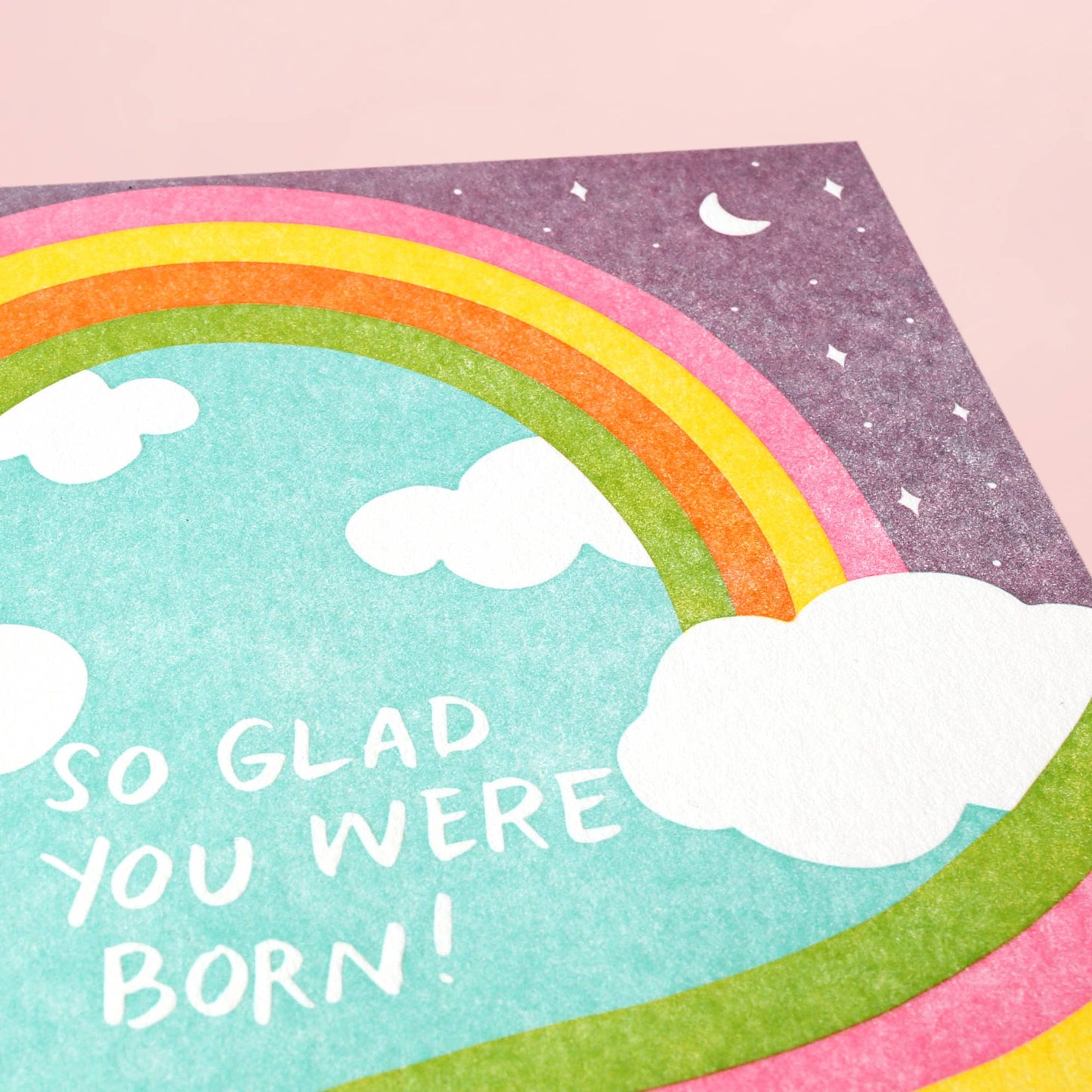 So Glad You Were Born Rainbow - Letterpress Greeting Card