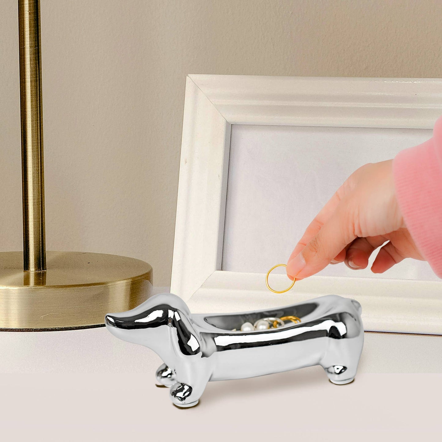 YOBRO Hotdog Jewelry Tray Dachshund Ceramic Mini Dish