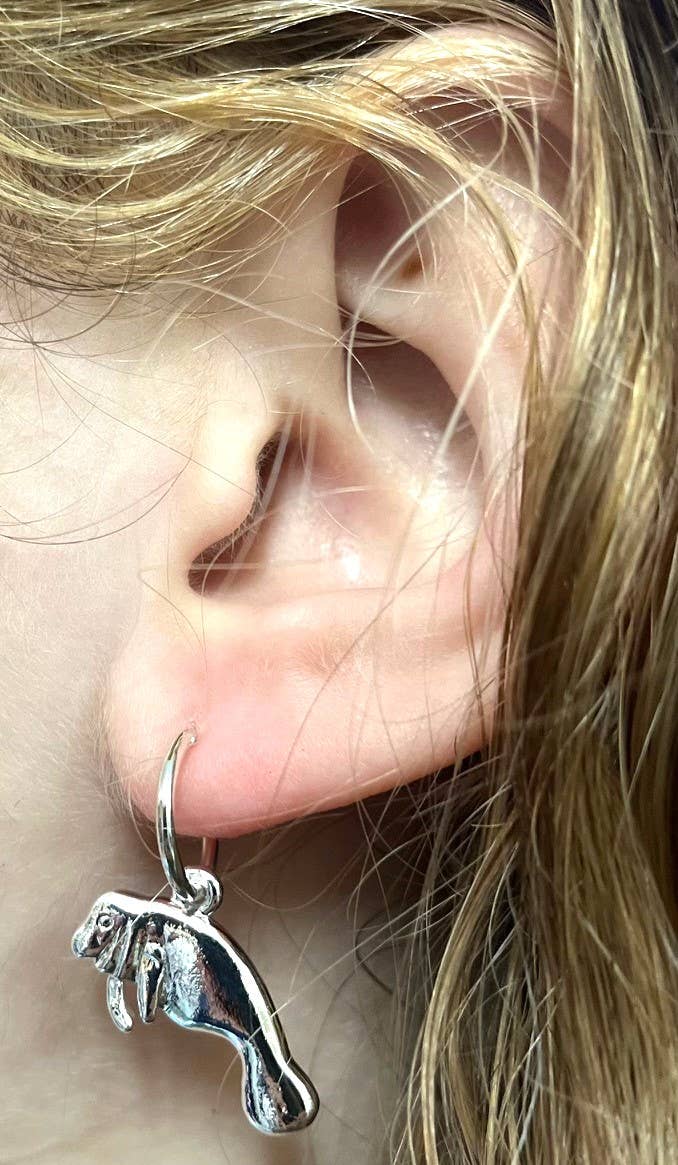 Manatee Hoop Earrings - silver Natural History