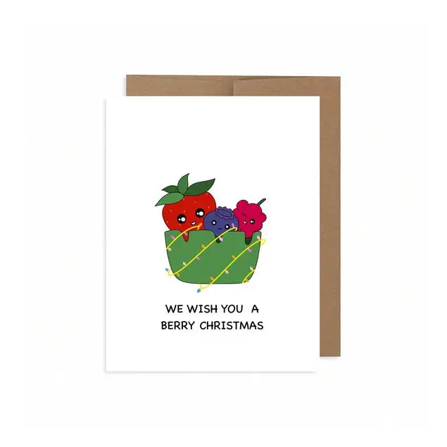 Boxed Set of 5 "We Wish You A Berry Christmas" Cards