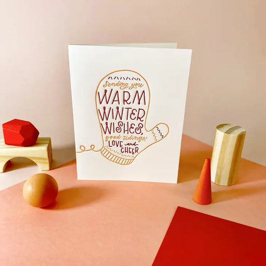 Warm Wishes Mitten - Winter Holidays Card
