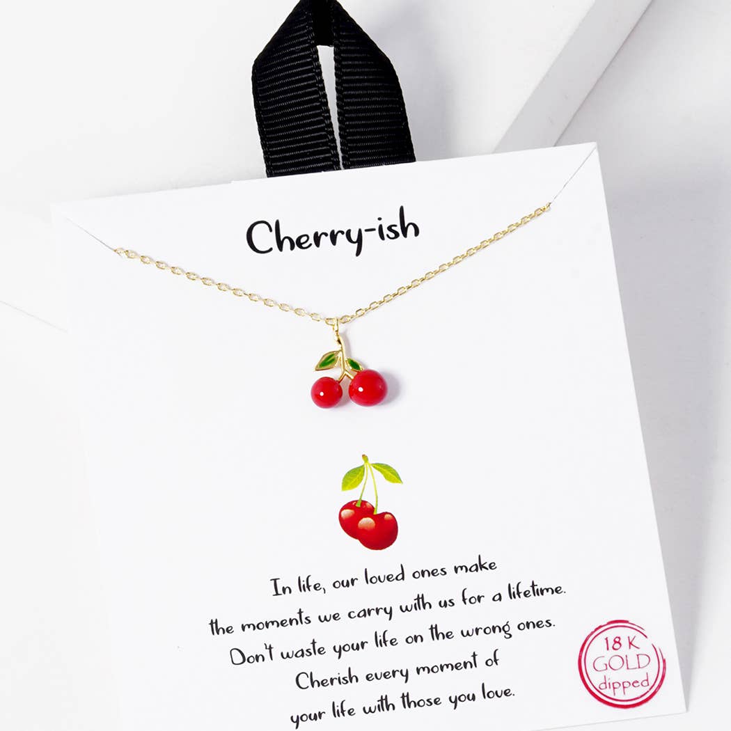 Cherry Figure Pendant Gold Dipped Necklace