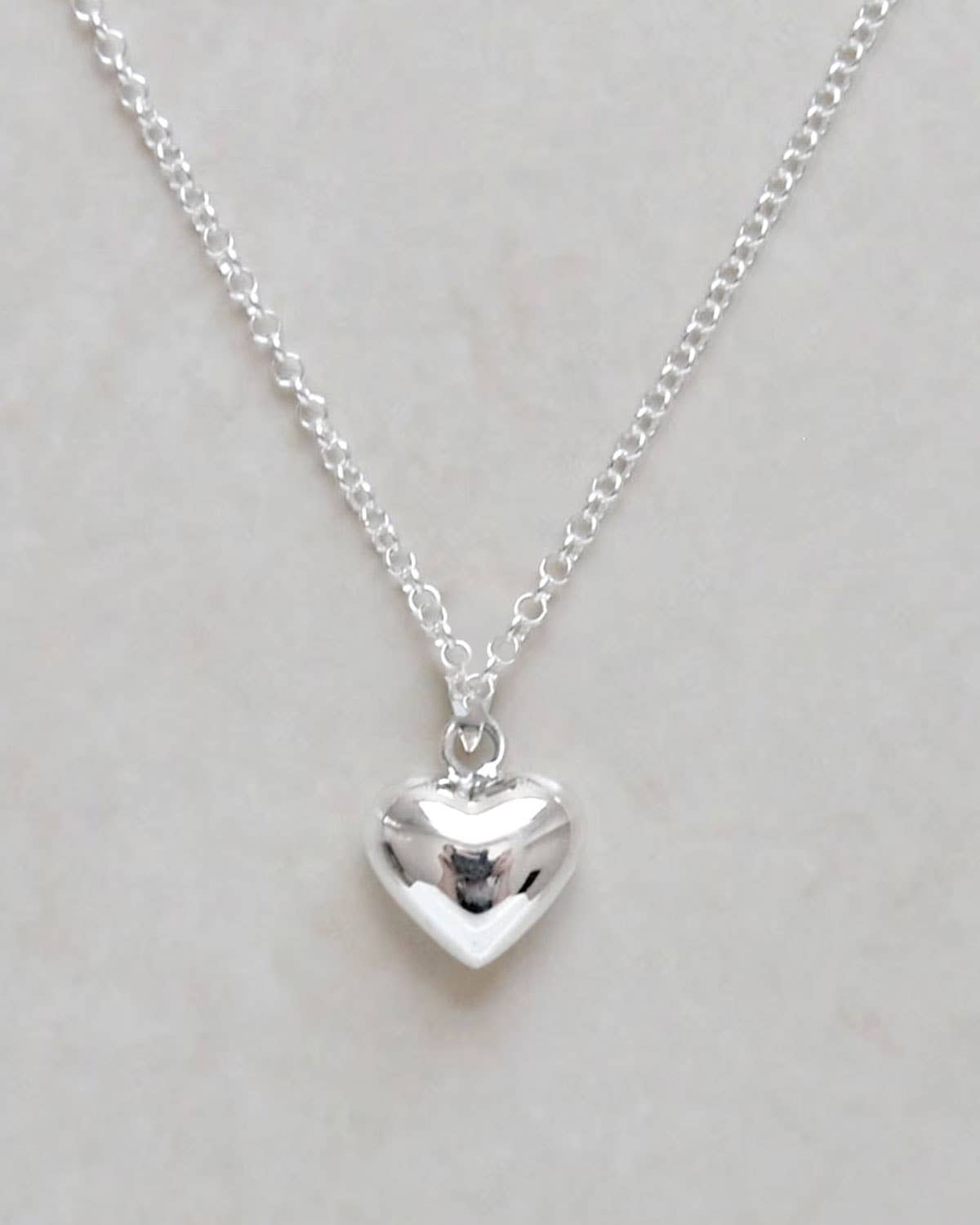 Chunky Heart Chain Necklace Set Silver Charm Pendant