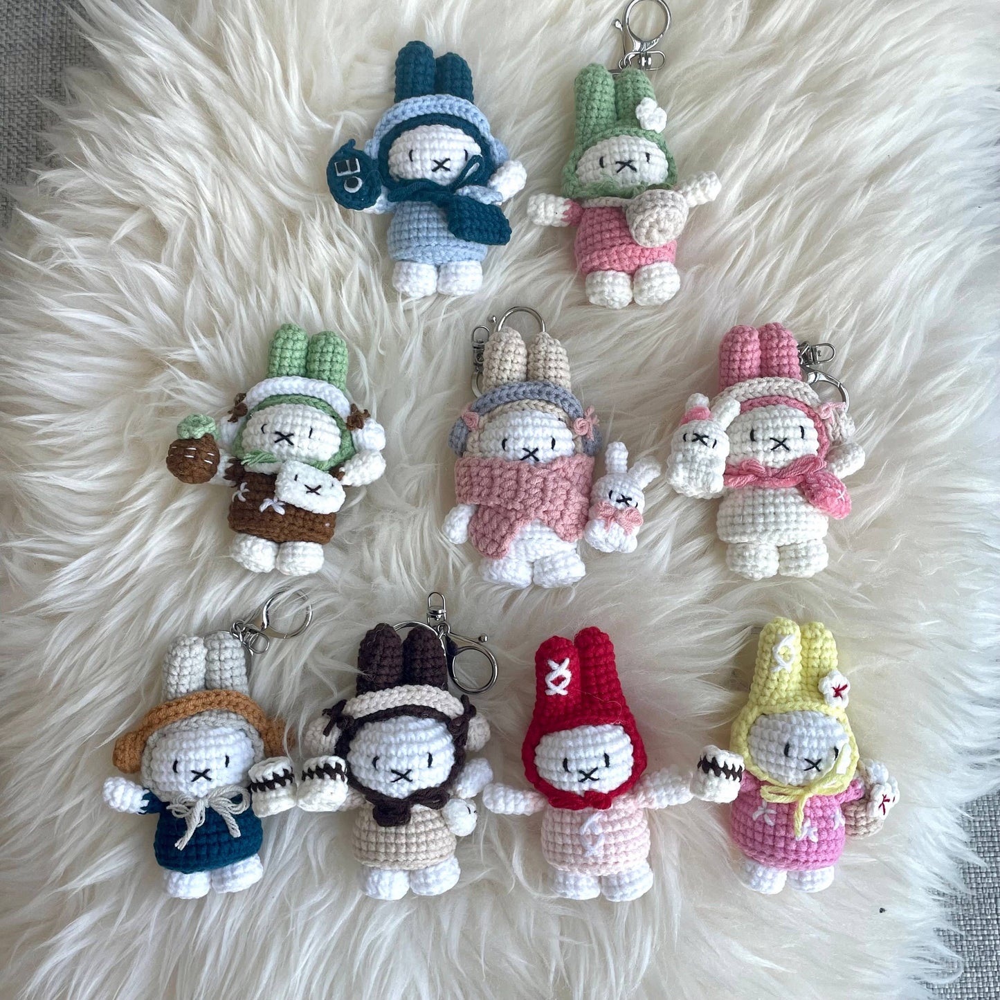 Crochet Miffy Keychain, Amigurumi Bunny, Handmade StuffedToy