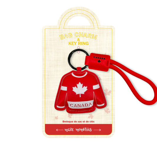 Canada Maple Leaf Hockey Jersey Bag Charm Keychain