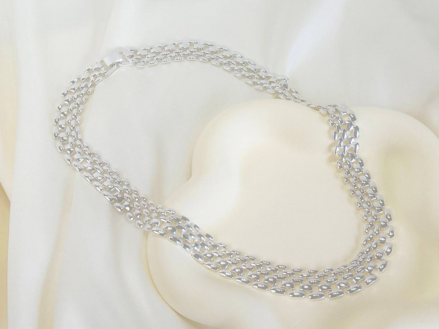 Silver mesh chain necklace, silver chain, silver necklace