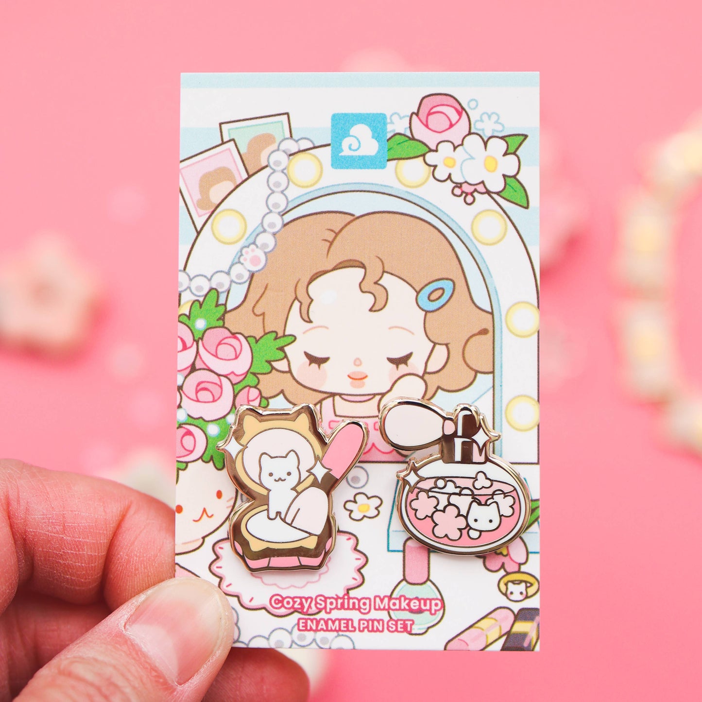 Enamel Pin - Cozy Spring Makeup Pin Set