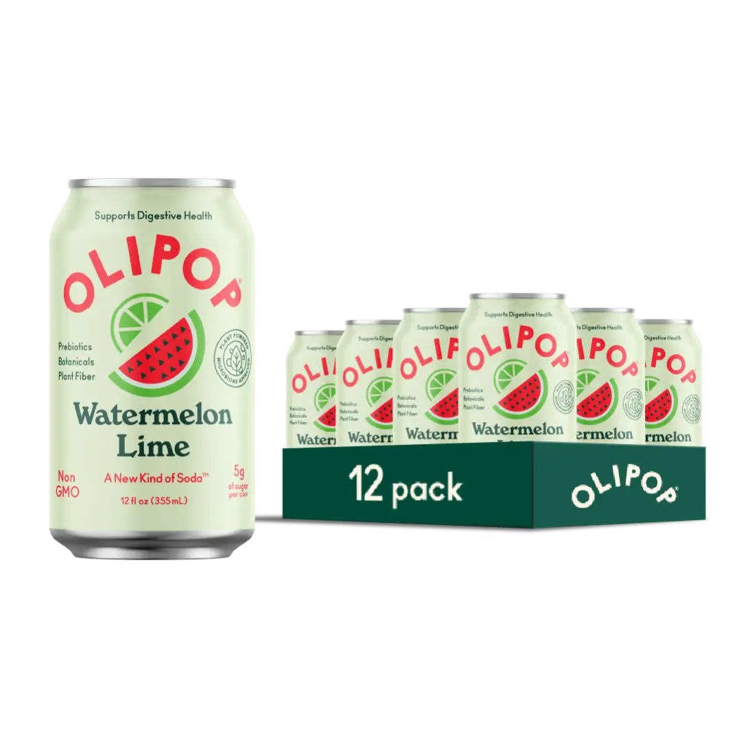 OLIPOP Prebiotic Soda, Watermelon Lime, 12 fl oz