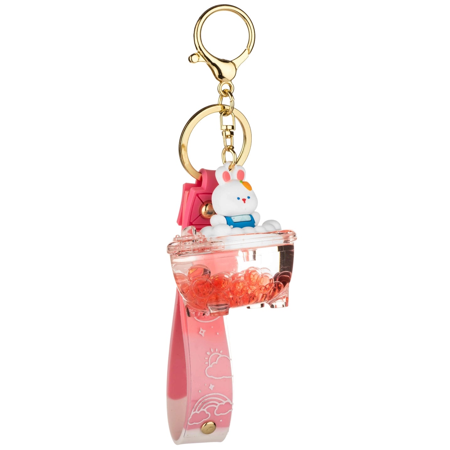 Cute Bathtub Liquid Effect Sensory Keychain | Rabbit