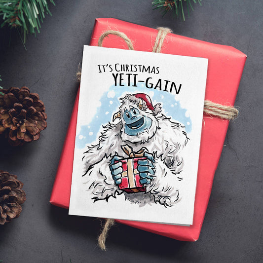 "Christmas Yeti'gain" - Cute Monster Holiday Card