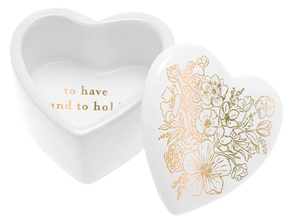 Ceramic Wedding Heart Shaped Trinket Box | Have and Hold