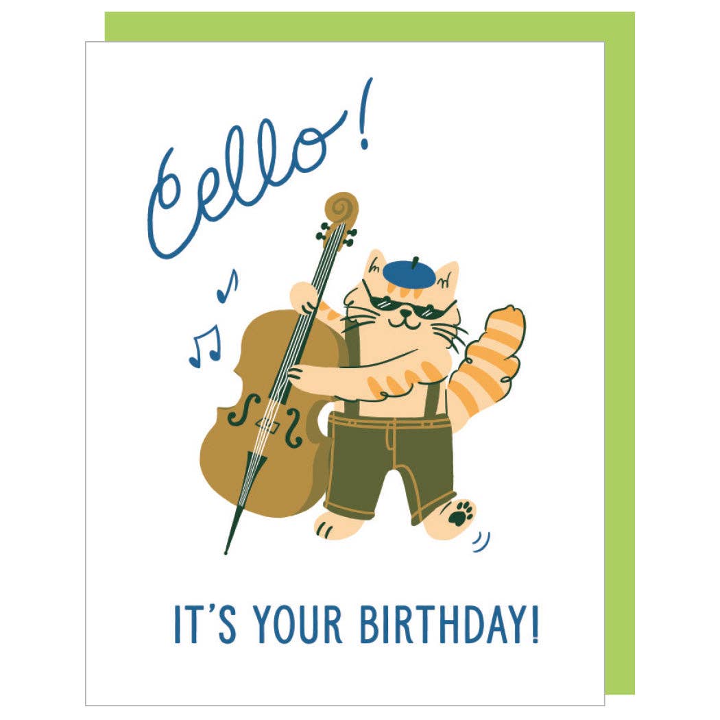 Cello Cat Birthday Card