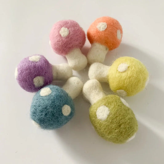 One Pastel Rainbow Felt Mushroom
