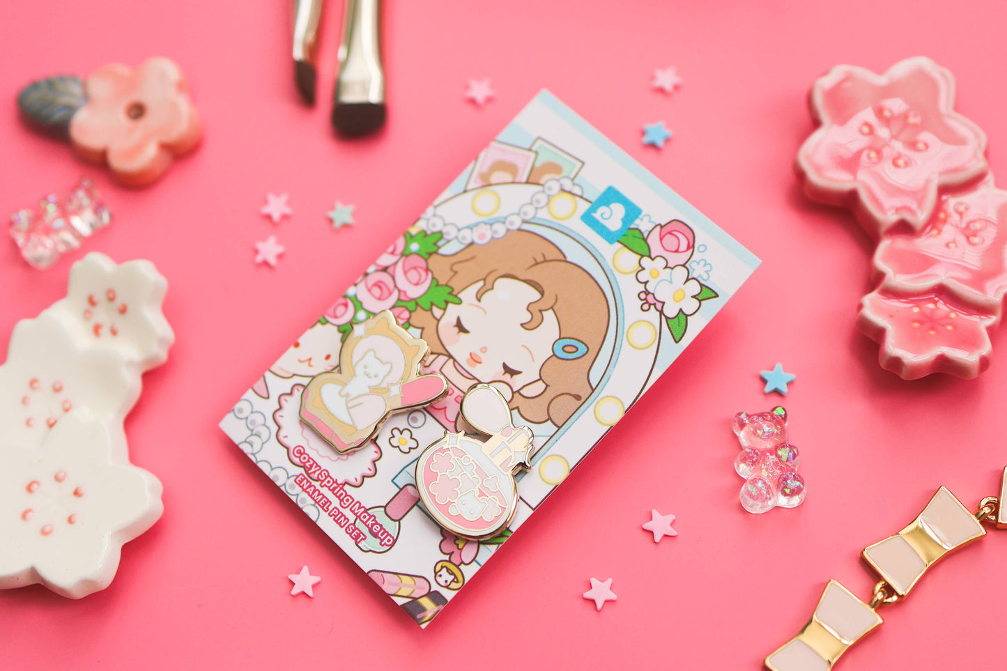Enamel Pin - Cozy Spring Makeup Pin Set