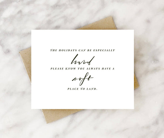 Soft place to land empathy holiday card