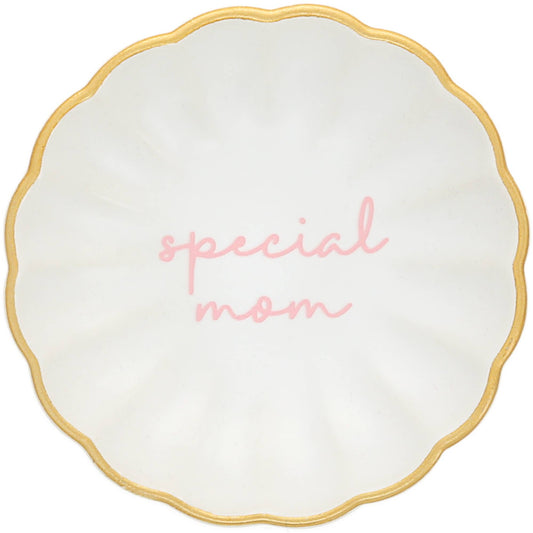 Special Mom - 2.75" Dish 5mm Sterling Silver CZ Earrings