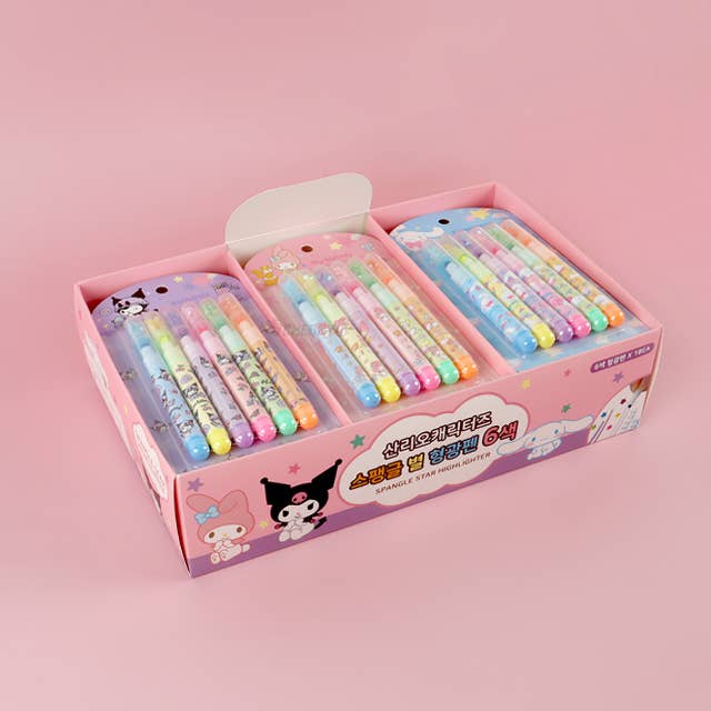 Sanrio Star Shape Highlighter with Spangle Cap 6PCS set
