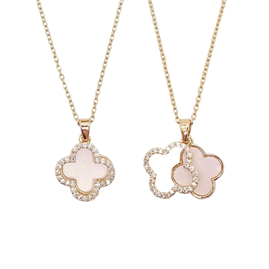 CZ Mother of Pearl Clover Necklace