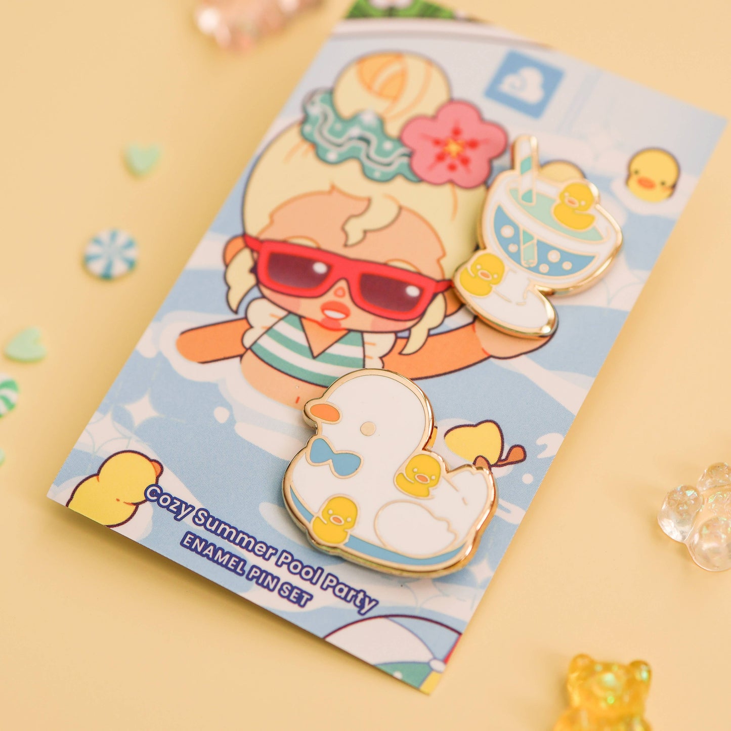 Enamel Pin - Cozy Summer Pool Party Pin Set