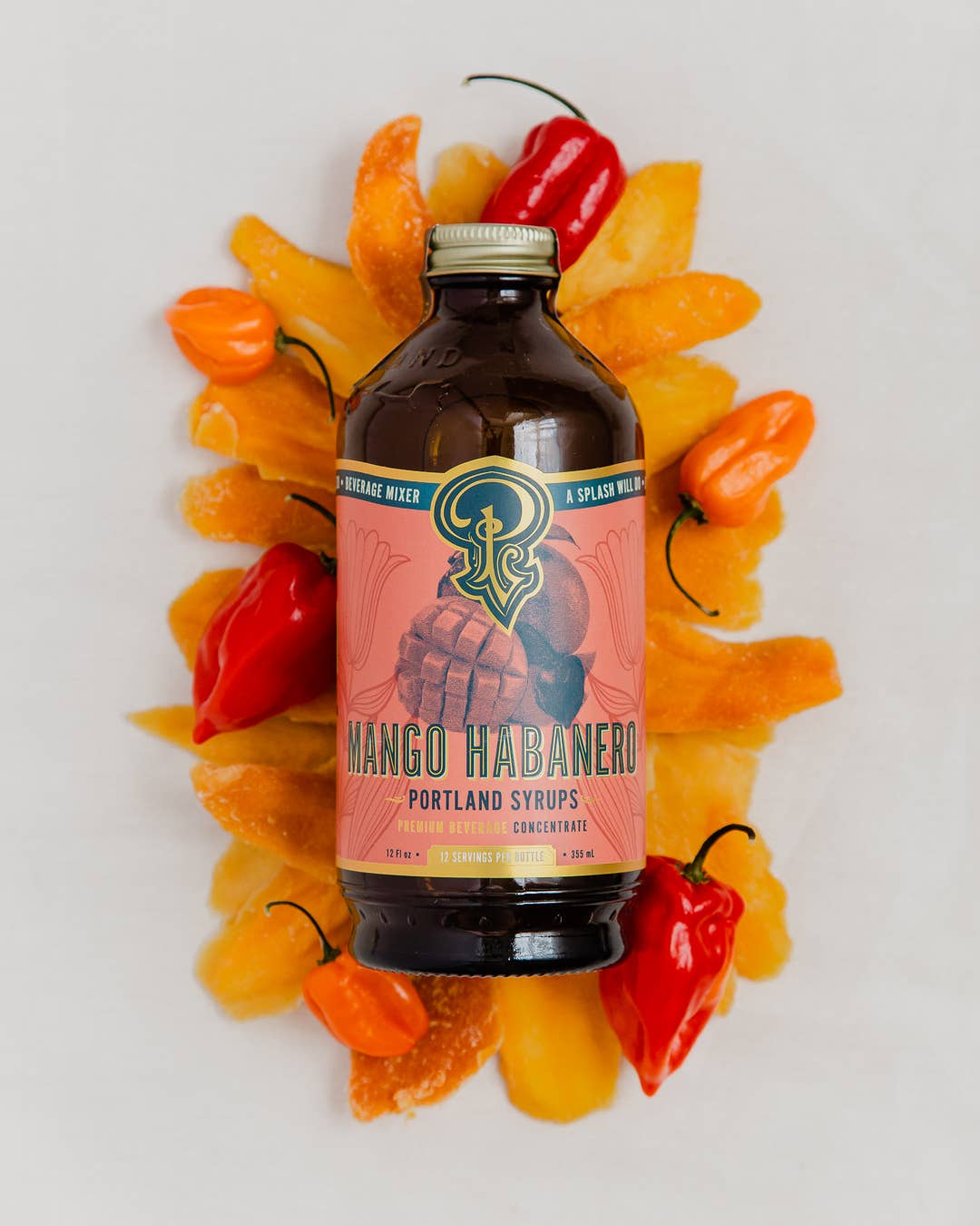 Mango Habanero Syrup 12oz - cocktail / mocktail drink mixer