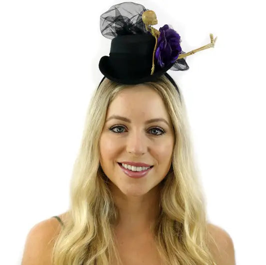 Skeleton Mini Top Hat Fascinator