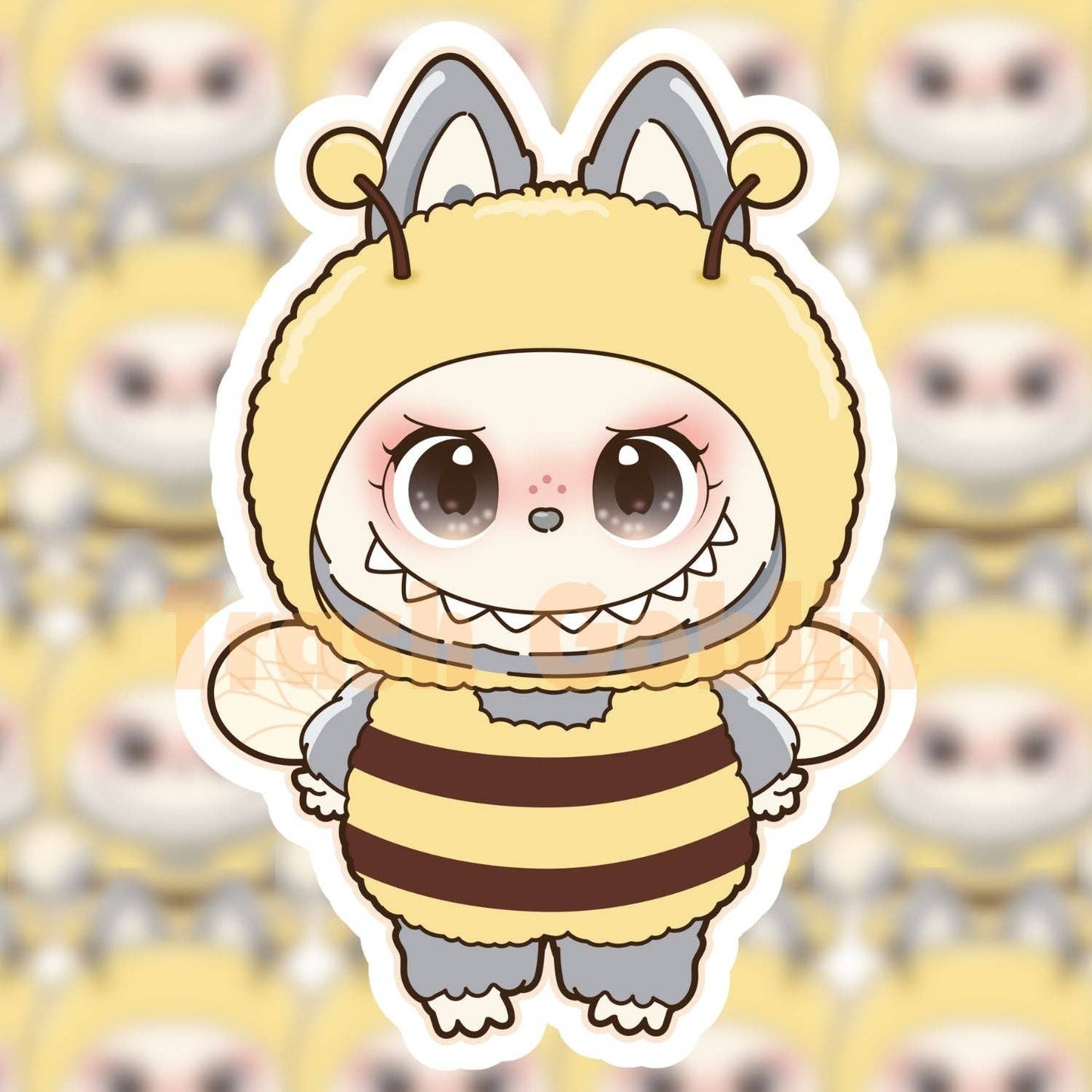 Bumble Bee Labubu Vinyl Sticker