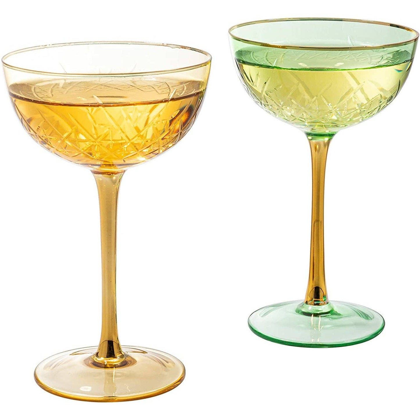 Colored Coupe Art Deco Glasses | 7.3 oz Classic