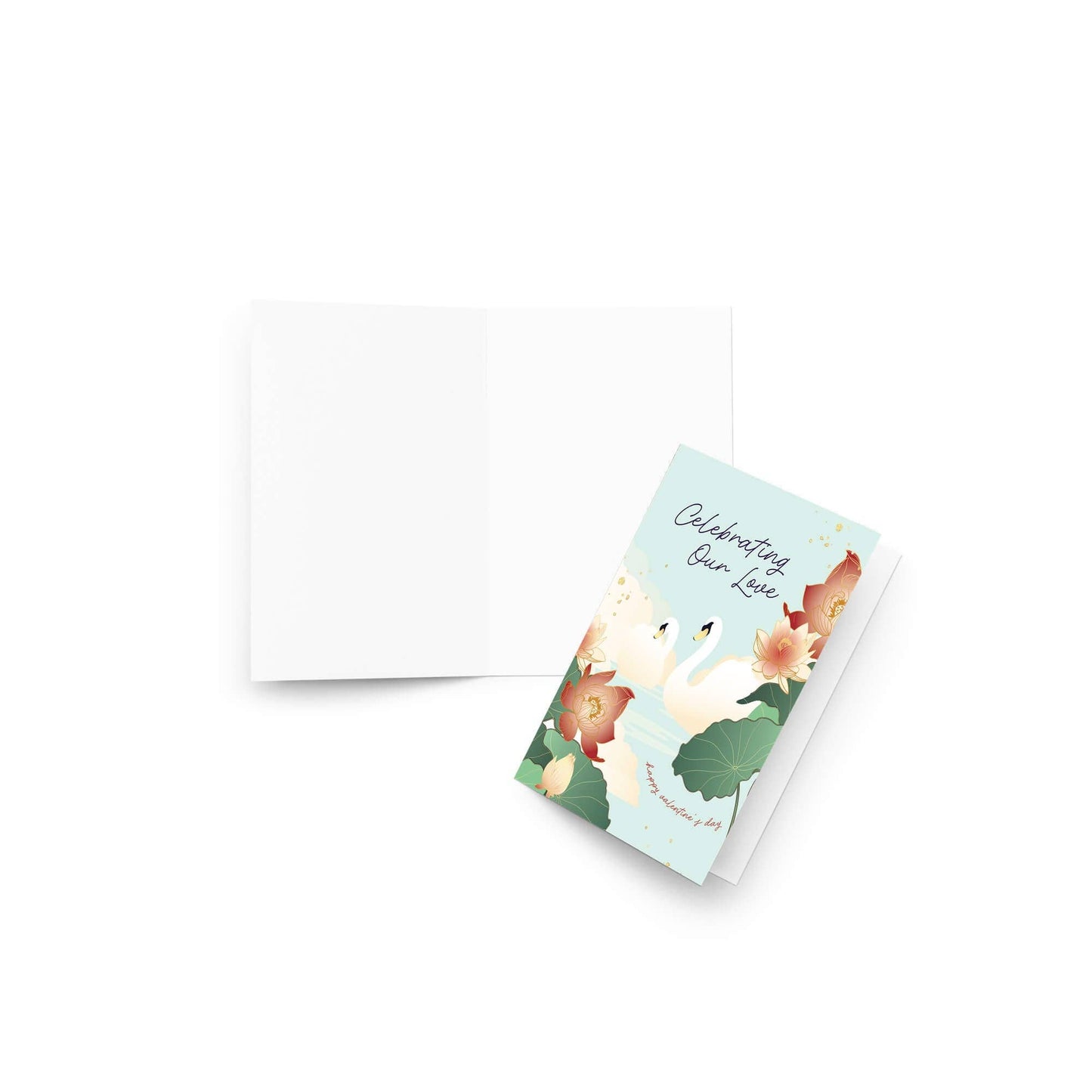 Swans and Lotus Valentine's Day Card | Celebrating Our Love