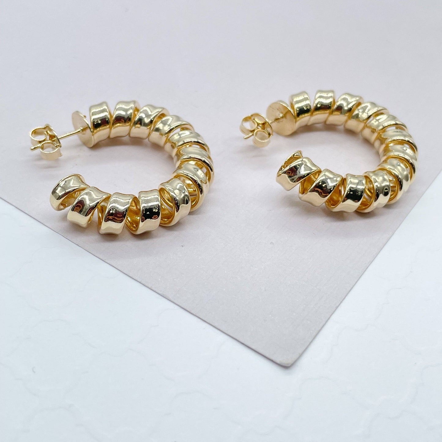 New - 18k Gold Filled smooth Curled Hoops