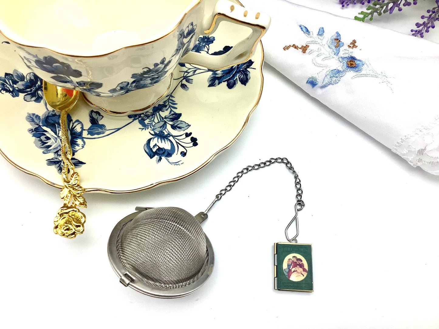 Tea Ball infuser Little Women Classic book jewel locket
