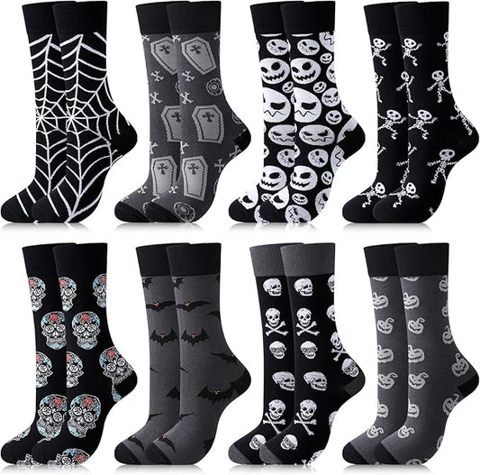 Halloween Socks Novelty Fun Holiday Ghost Skeleton Bats Spider Web Printed