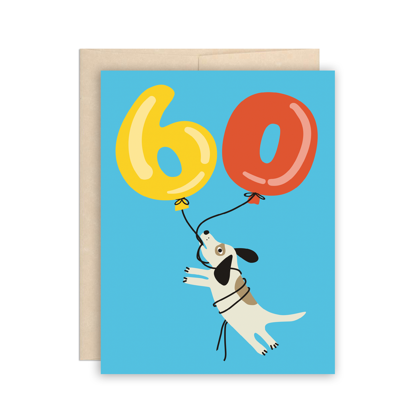 60th Birthday Balloons Dog Funny Happy Birthday Card