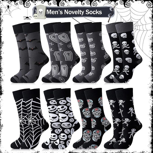 Halloween Socks Novelty Fun Holiday Ghost Skeleton Bats Spider Web Printed