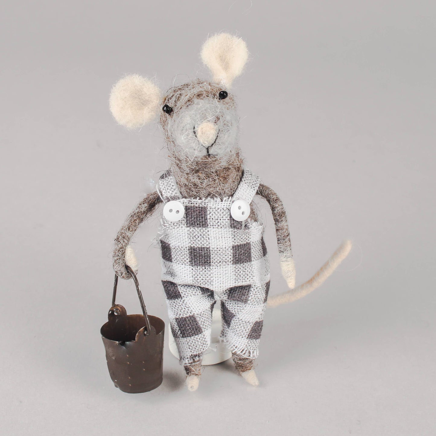Felt Mouse Ornament: Felt Mouse In Dungarees